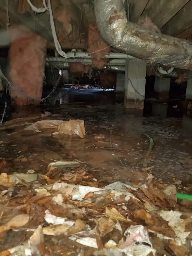 Crawl space flood assessment for Commercial Water Damage Restoration in Larose