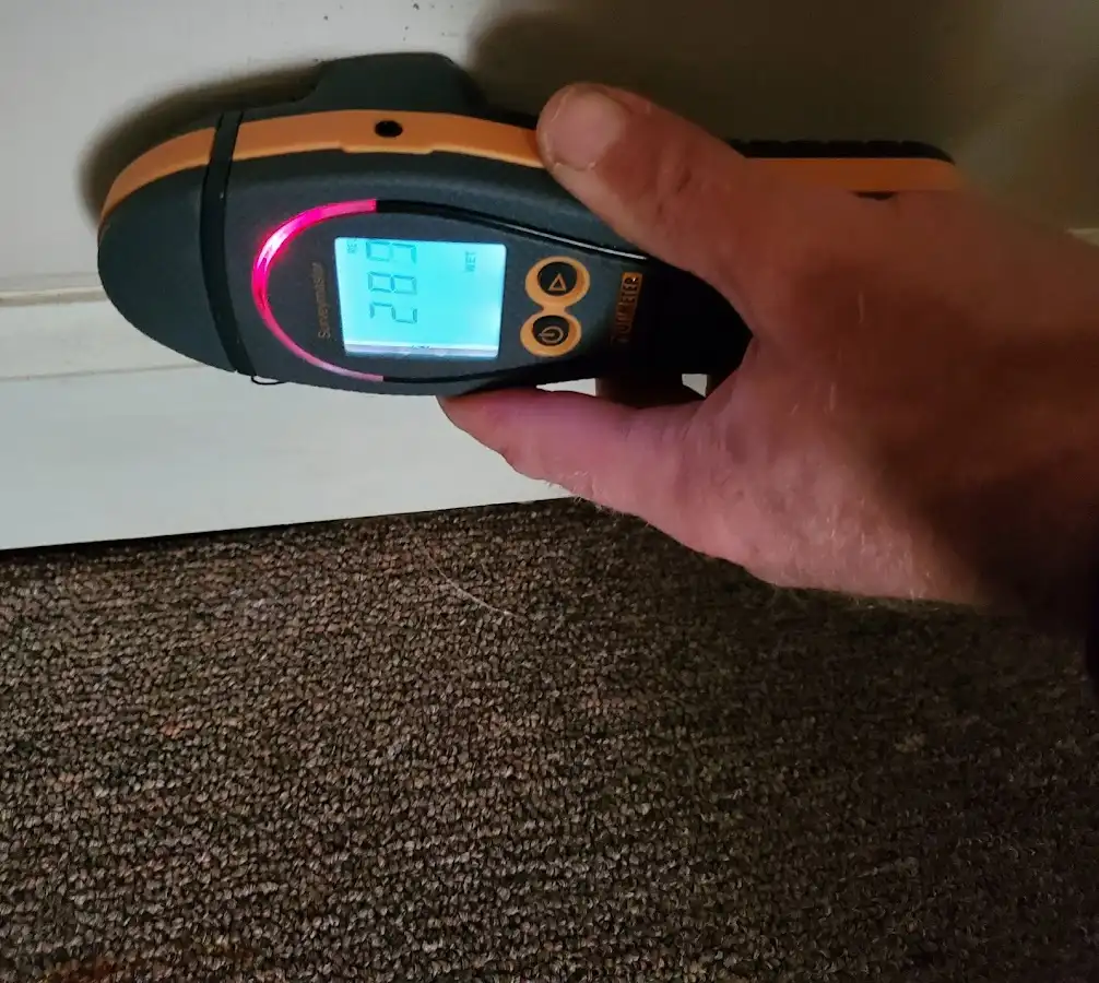 Moisture detection at baseboard during Burst Pipe Cleanup in Larose